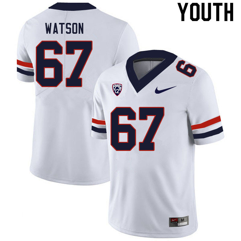 Youth #67 David Watson Arizona Wildcats College Football Jerseys Sale-White - Click Image to Close